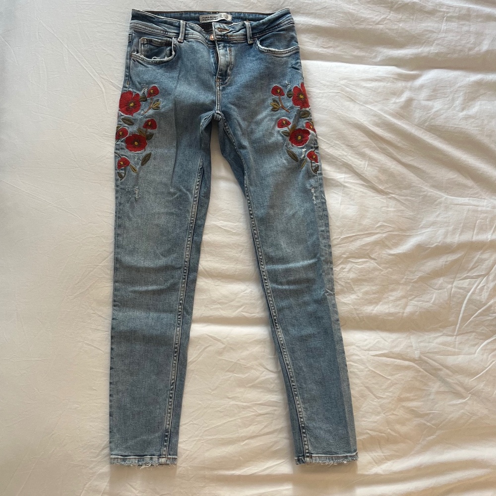 Zara Basic Embroidered Jeans